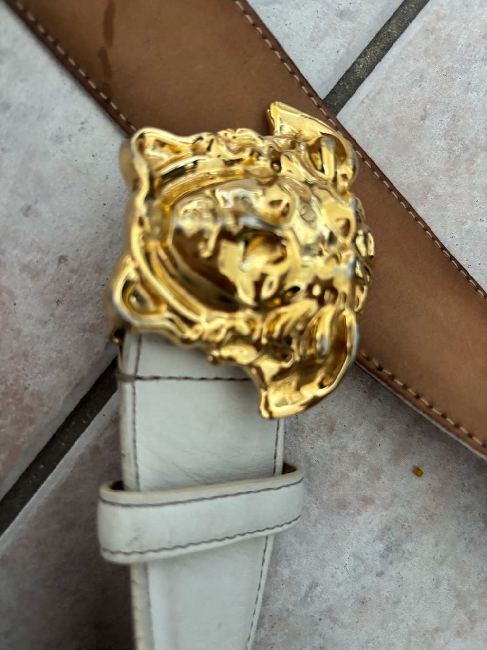 Versace big logo belt Medusa head accessory leather